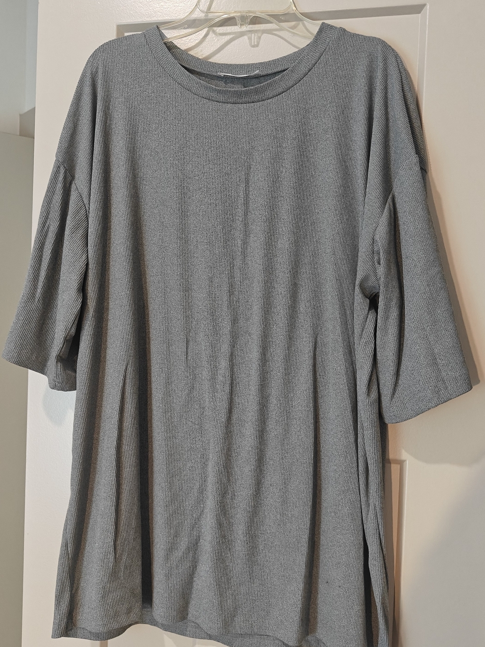 Ekouaer Grey Ribbed Knit Top And Shorts Pajama/Loungewear Set
